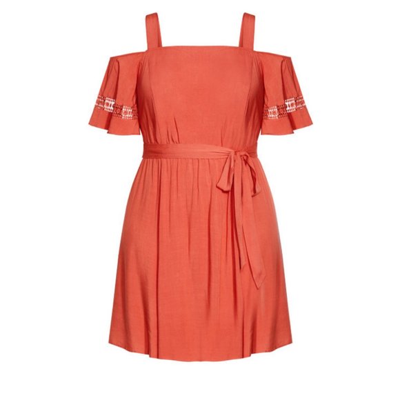 CITY CHIC Rust Trim Shoulder Shirtdress - Plus Size 24 NWT Burnt Orange - Picture 7 of 12